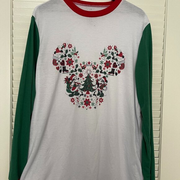 Disney Holiday  Pajama Top Mickey and Minnie - Picture 1 of 5